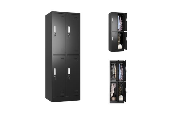 SZAFA BHP 4-KOMOROWA; 60CM; CZARNA - ZMONTOWANA (na palecie)